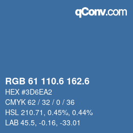 カラーコード: RGB 61 110.6 162.6 | qconv.com