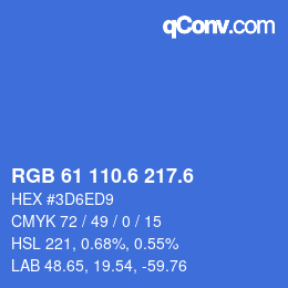 カラーコード: RGB 61 110.6 217.6 | qconv.com