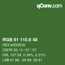カラーコード: RGB 61 110.6 48 | qconv.com