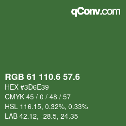 カラーコード: RGB 61 110.6 57.6 | qconv.com