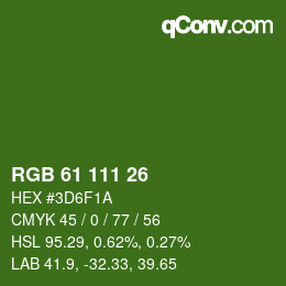 カラーコード: RGB 61 111 26 | qconv.com