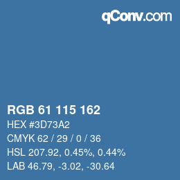 Color code: RGB 61 115 162 | qconv.com