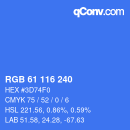 Farbcode: RGB 61 116 240 | qconv.com