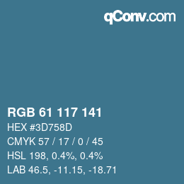 颜色代码: RGB 61 117 141 | qconv.com