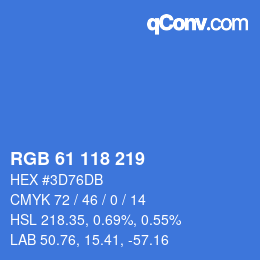 Color code: RGB 61 118 219 | qconv.com