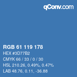 カラーコード: RGB 61 119 178 | qconv.com
