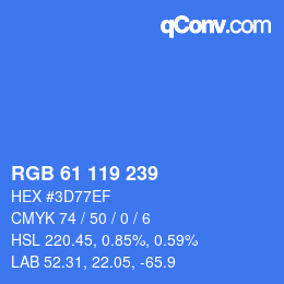 Color code: RGB 61 119 239 | qconv.com