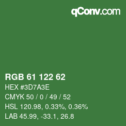 Farbcode: RGB 61 122 62 | qconv.com