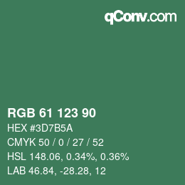 カラーコード: RGB 61 123 90 | qconv.com