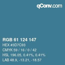 Color code: RGB 61 124 147 | qconv.com