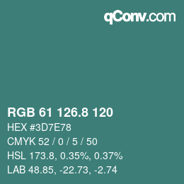 Color code: RGB 61 126.8 120 | qconv.com