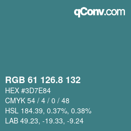Color code: RGB 61 126.8 132 | qconv.com