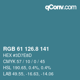 Color code: RGB 61 126.8 141 | qconv.com