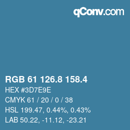 カラーコード: RGB 61 126.8 158.4 | qconv.com
