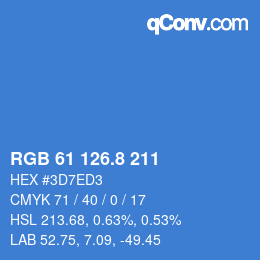 カラーコード: RGB 61 126.8 211 | qconv.com