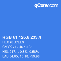 カラーコード: RGB 61 126.8 233.4 | qconv.com