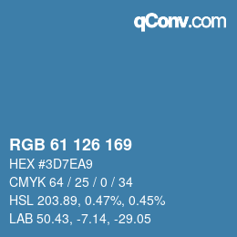 Color code: RGB 61 126 169 | qconv.com