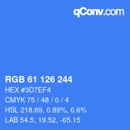 Color code: RGB 61 126 244 | qconv.com