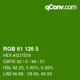 Farbcode: RGB 61 126 5 | qconv.com