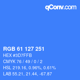 Color code: RGB 61 127 251 | qconv.com