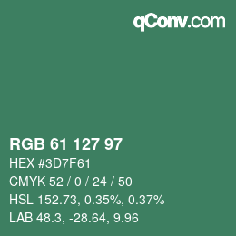 Color code: RGB 61 127 97 | qconv.com