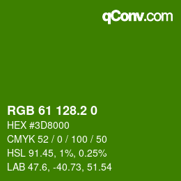 カラーコード: RGB 61 128.2 0 | qconv.com