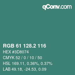 カラーコード: RGB 61 128.2 116 | qconv.com