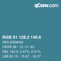 カラーコード: RGB 61 128.2 146.6 | qconv.com