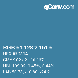 カラーコード: RGB 61 128.2 161.6 | qconv.com