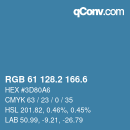 カラーコード: RGB 61 128.2 166.6 | qconv.com