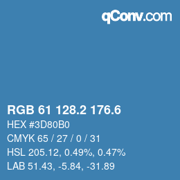 カラーコード: RGB 61 128.2 176.6 | qconv.com