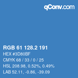 カラーコード: RGB 61 128.2 191 | qconv.com