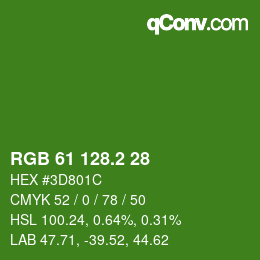 カラーコード: RGB 61 128.2 28 | qconv.com