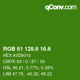 カラーコード: RGB 61 128.6 16.6 | qconv.com