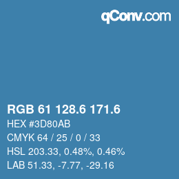 カラーコード: RGB 61 128.6 171.6 | qconv.com