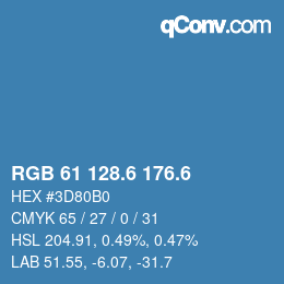 カラーコード: RGB 61 128.6 176.6 | qconv.com