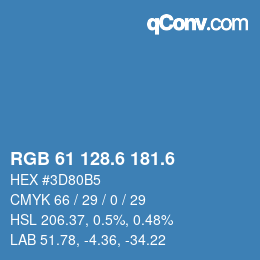カラーコード: RGB 61 128.6 181.6 | qconv.com
