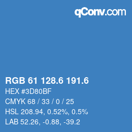 カラーコード: RGB 61 128.6 191.6 | qconv.com