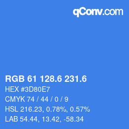 カラーコード: RGB 61 128.6 231.6 | qconv.com
