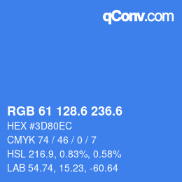 カラーコード: RGB 61 128.6 236.6 | qconv.com