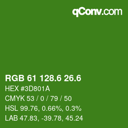 カラーコード: RGB 61 128.6 26.6 | qconv.com