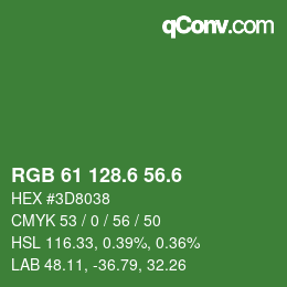 カラーコード: RGB 61 128.6 56.6 | qconv.com