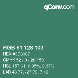 颜色代码: RGB 61 128 103 | qconv.com