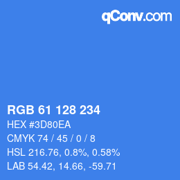 カラーコード: RGB 61 128 234 | qconv.com