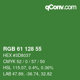 Color code: RGB 61 128 55 | qconv.com