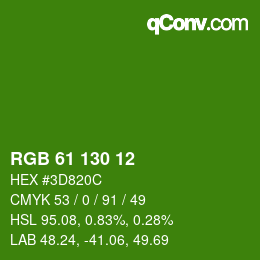 Color code: RGB 61 130 12 | qconv.com