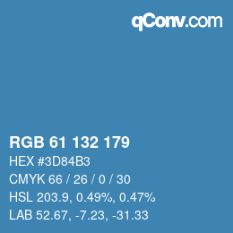 Color code: RGB 61 132 179 | qconv.com