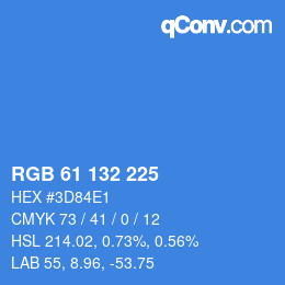 Color code: RGB 61 132 225 | qconv.com