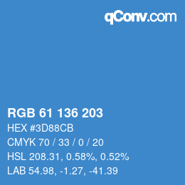 Color code: RGB 61 136 203 | qconv.com