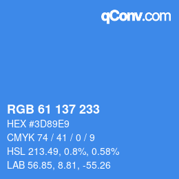 Color code: RGB 61 137 233 | qconv.com